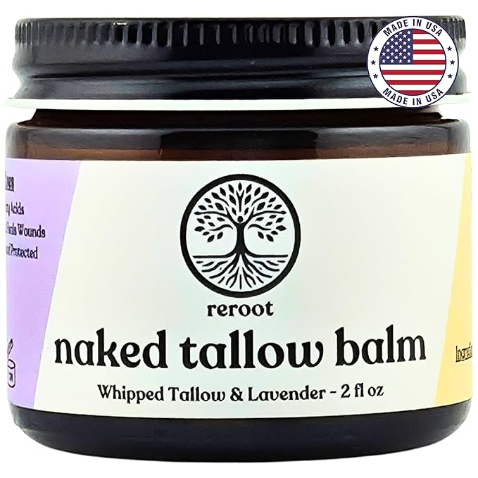 Beef Tallow for Skin | LAVENDER NAKED TALLOW BALM I 2 Ingredients - 100% Grass Fed Beef Tallow & Lavender | Whole Body & Face Whipped Tallow | Sensititve Dry Skin, Eczema, Psoriasis, Rosacea