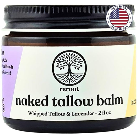 Beef Tallow for Skin | LAVENDER NAKED TALLOW BALM I 2 Ingredients - 100% Grass Fed Beef Tallow & Lavender | Whole Body & Face Whipped Tallow | Sensititve Dry Skin, Eczema, Psoriasis, Rosacea