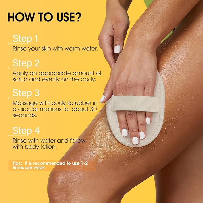 VOERUY Turmeric Body Scrub, 10% AHA/BHA & Vitamin C Exfoliating Body Scrub, Body Exfoliator for Body Hand Foot Bikini Area, Smooth & Moisturized Skin for Women and Men - 11.3oz