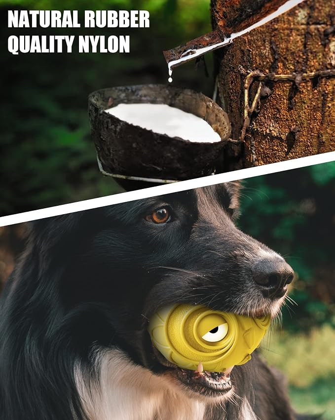 Mewlmart Giggle Ball for Dogs Owl Toys for Puppy Interactive Dog Toy Medium Large Dogs Natural Rubber Cute Hoot Fun Gift for Dog (Yellow Owl)