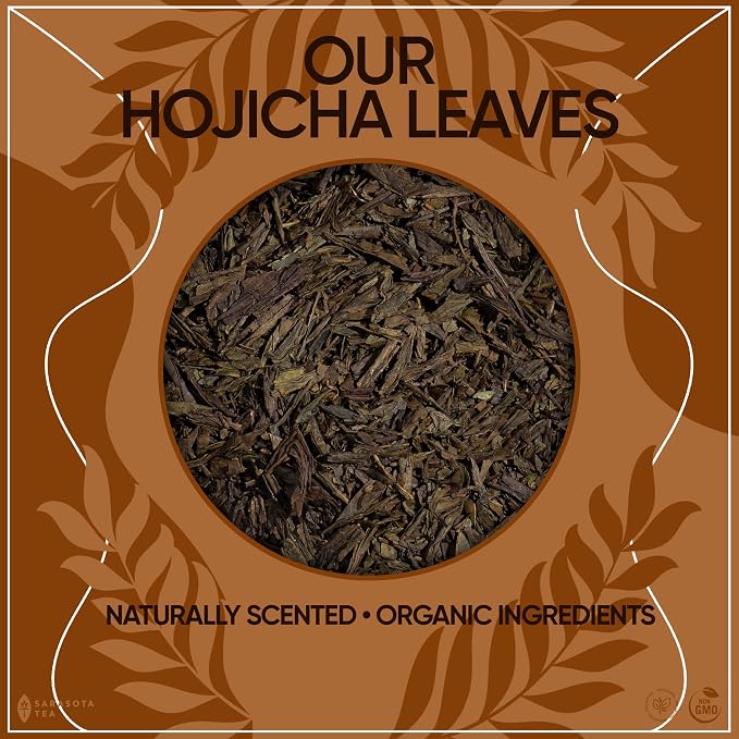 Organic Hojicha Green Tea Loose Leaf | Japanese Roasted Green Tea | Naturally Low Caffeine | Smooth Toasted Nutty Flavor | 4.4 oz Bulk Bag | Antioxidant Rich | Hot or Iced | Non-GMO