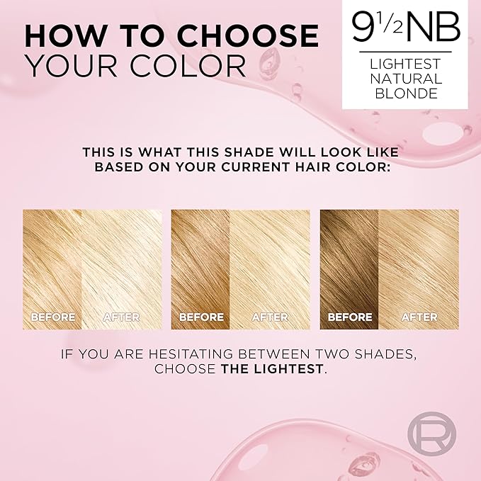 L'Oreal Paris Excellence Crème Permanent Hair Dye, Triple Care Hair Color with Pro-Keratine Complex for 100% Gray Hair Coverage, 9.5NB Lightest Natural Blonde, 1 Kit