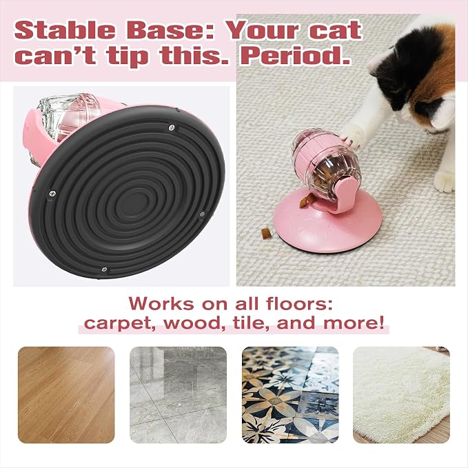 Rotating Interactive Cat Treat Dispenser Toy - Slow Feeder Puzzle for Indoor Cats-Pink