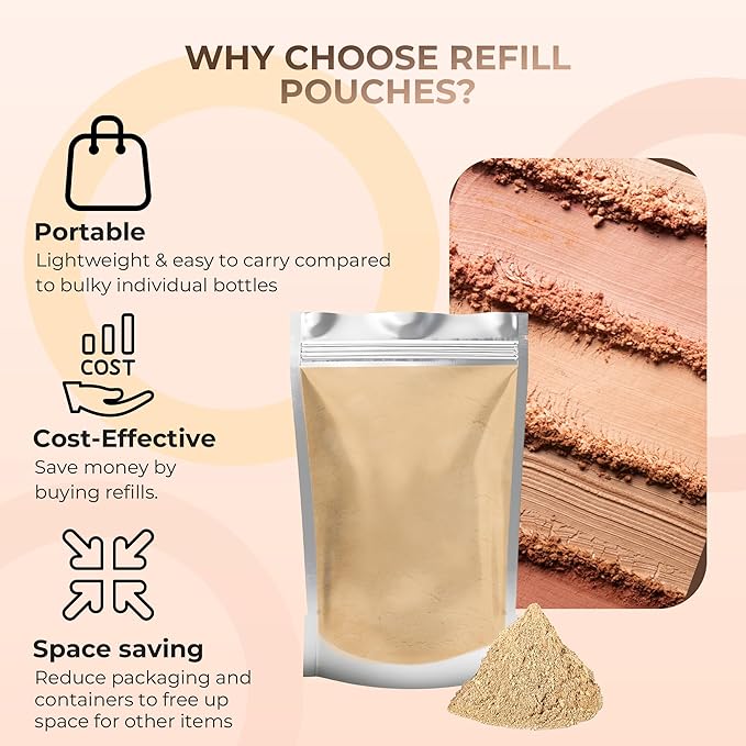 Foundation Powder Refill (BEIGE)(8 Ounce Bag) By Sweet Face Minerals, Lightweight Mineral Loose Makeup Powder with SPF 20, Full Coverage Flawless Finish, Talc-free, Cruelty-Free, Refillable Pouch