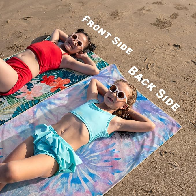 Gogreen Quick Dry Sand Free Beach Towel for Travel Pool Lightweight 71x32 in Absorbent Microfiber Oversized Towels Yoga Bath Camping Sport - Stylish Unique Gift - Red Flower
