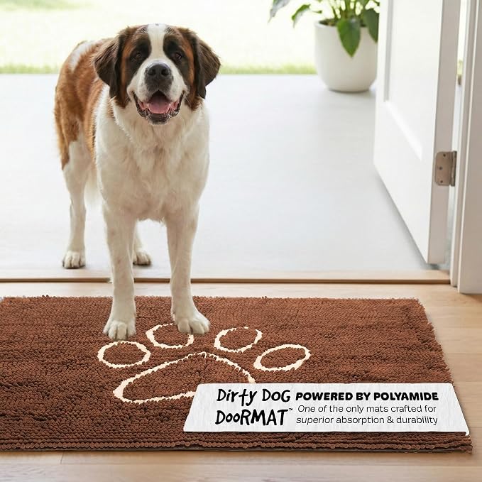 Dog Gone Smart Dirty Dog Doormat - Fast Drying Rug with Super Gripper Backing for Clean Floors - Super Absorbent and Machine Washable Mat for Muddy Paws - Runner Almond | Fast Drying Rug with Super Gripper Backing for Clean Floors - Absorbent Microfibe...