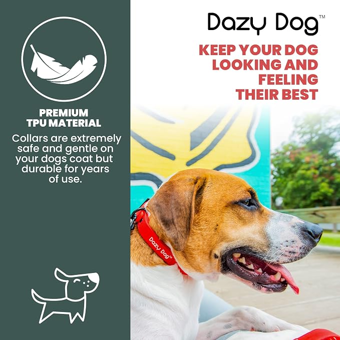 Dazy Dog Waterproof Durable Dog Collar, Odor Proof and Easy Clean TPU Collar, Stronger Than Biothane, Silicone, and Rubber, for Small, Medium, and Large Dogs (Large, Red)