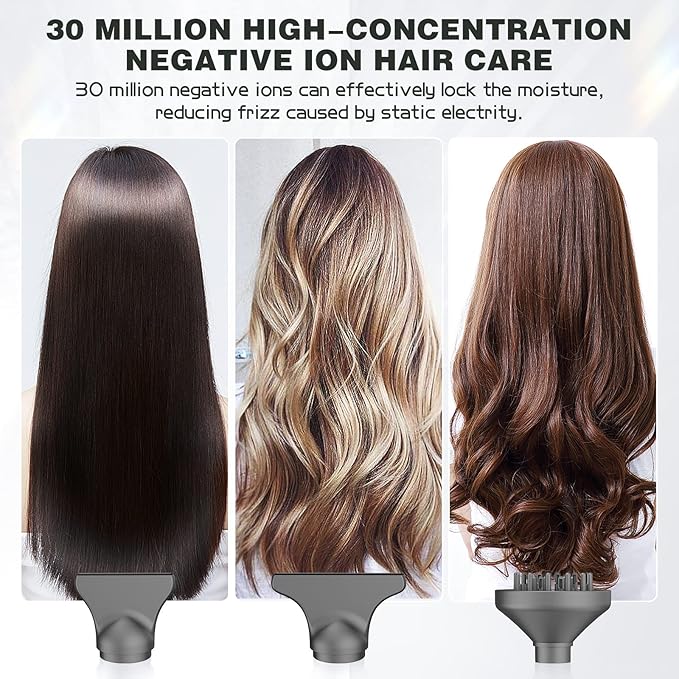 slopehill Professional Ionic Hair Dryer with Diffuser - Lightweight, Compact, Powerful & Fast Salon Blow Dryer with High Speed Brushless Motor for Travel, Women & Men (Ceramic, Dark)
