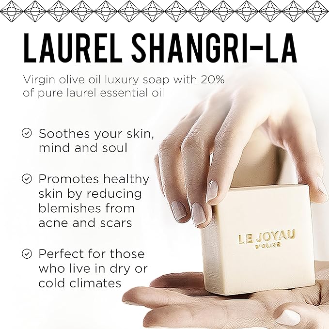 LJO Chemical-Free Soap | Handmade with Only 4 All-Natural Ingredients | No Perfumes | Enriched with Essential Oils Laurel Shangri-La | Great as a Gift | For Men & Women | All Skin Types | Pack of 1