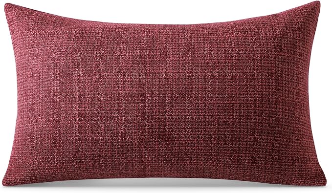 OTOSTAR Linen Throw Pillow Cover Set of 1 Decorative Lumbar Pillowcases Cushion Covers 12x20 Inch for Home Decor Sofa Bedroom Car 30 x 50CM Burgundy