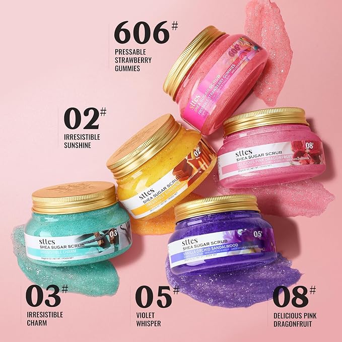 Sttes Smell Rio Shea Sugar Body Scrub 08 (Delicious Pink Dragonfruit) – Tropical Fruit Scent Shower Treatment 250g