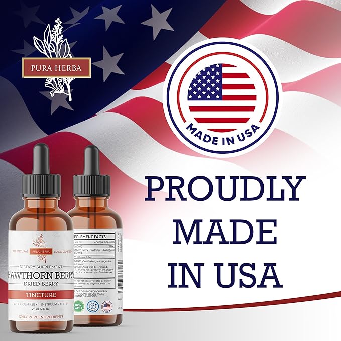 Hawthorn Berry Liquid Extract | Alcohol-Free, Vegan, Non-GMO, Gluten-Free | 2 oz Liquid Herbal Organic Tincture