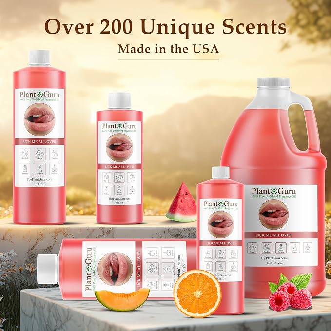 Plant Guru Lick Me All Over Fragrance Oil 8 fl. oz. - Aromatherapy, Scented Oil for DIY Soap Making, Candles, Bath Bombs, Potpourri, Reed Diffusers, and More