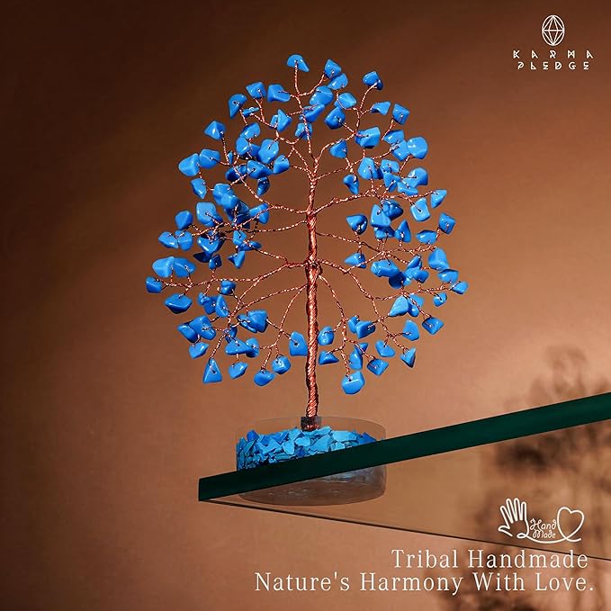 Turquoise Crystal Tree of Life Birthday Gifts for Women, Men, Friends, Handmade Chakra Healing Crystals Tree for Home Office Decor, Positivity, Good Luck, Money, Unique Gifts for Her Mom, Sister, Dad