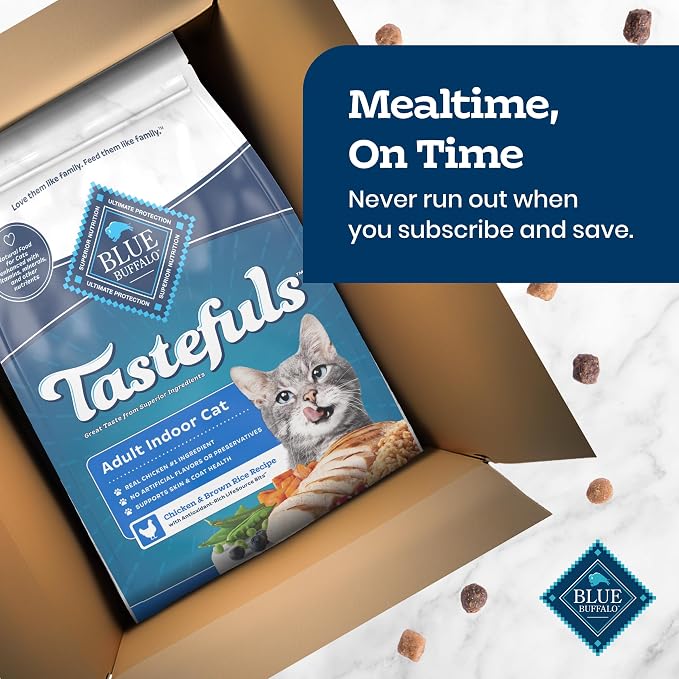 Blue Buffalo Tastefuls Chicken Adult Indoor Dry Cat Food, 3 lb | Chicken & Brown Rice Recipe, Antioxidant-Rich LifeSource Bits, No Corn, Wheat, or Soy
