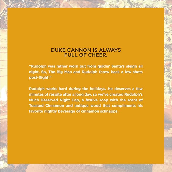 Duke Cannon Supply Co. Big Brick of Soap Bar for Men Holiday Edition - Rudolph's Much Deserved Night Cap (Cinnamon and Antique Wood Scent), 10 oz. (3 Pack)