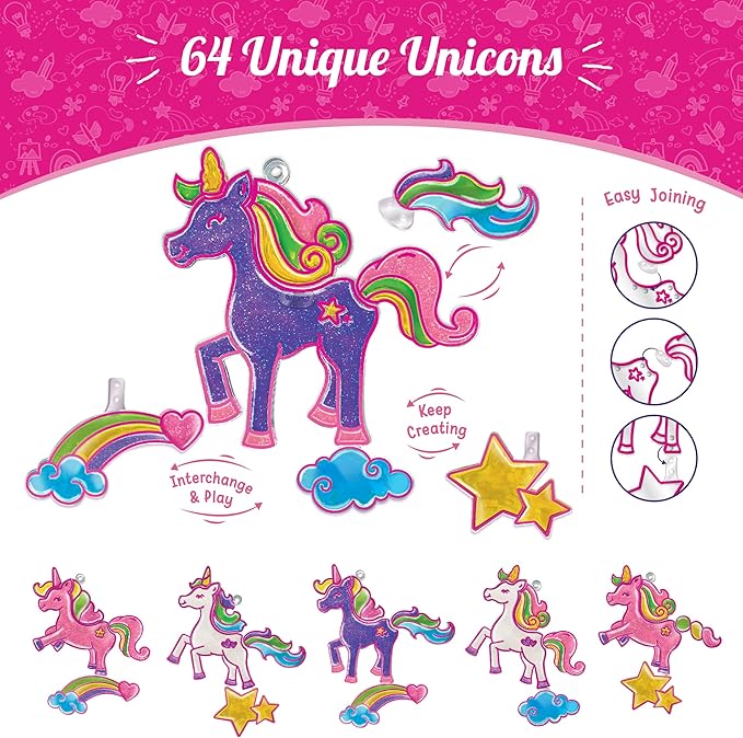 Imagimake Window Art Unicorn | Stained Glass Kit | Unicorn Girls Toys Age 6-8 | Art and Crafts for Girls 8-12 | DIY Suncatcher Kit for 5,6,7,8,9,10,11,12 Year Old Kids | Christmas Gift Ideas for Kids