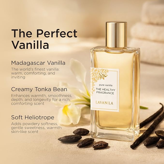 Lavanila Pure Vanilla Perfume Set for Women, 1.7 Fl Oz + 0.32 Fl Oz – Clean Vanilla Perfume, Long Lasting Women’s Eau de Parfum with Madagascar Vanilla – Natural Fragrance, Women’s Fragrances