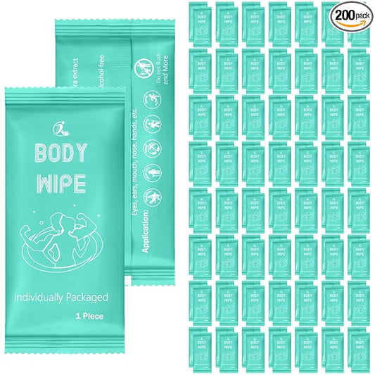 Timgle 200 Pcs Acidified Travel Deodorant Wipes for Women & Men Variety Pack Mini Face and Body Wipes Disposable Individually Wrapped Cleansing for Travel Gym(Green Background)