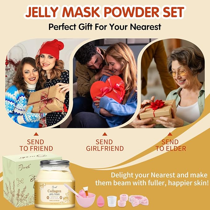 Jelly Masks for Facials Professional, Collagen Firming, Hydrating & Moisturing Face Mask Skin Care, Hydrojelly Peel Off Jelly Mask with Mixing Bowl Set, DIY Spa Use for All Skin Types