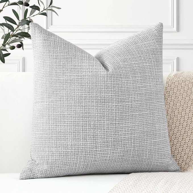OTOSTAR Linen Throw Pillow Cover Set of 1 Decorative Square Pillowcases Cushion Covers 16x16 Inch for Home Decor Sofa Bedroom Car 40 x 40CM Light Grey