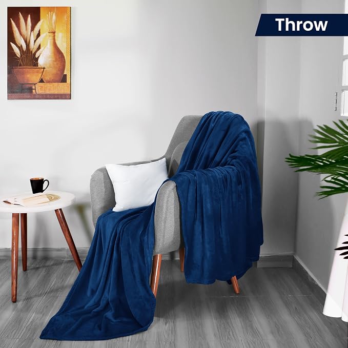Utopia Bedding Ultra Soft Fleece Bed Blanket Throw Size Navy (50x60 Inches) | Microfiber Plush Warm Lightweight Breathable Cozy Blanket Anti-Static, All Season Use, Gift for Women and Men