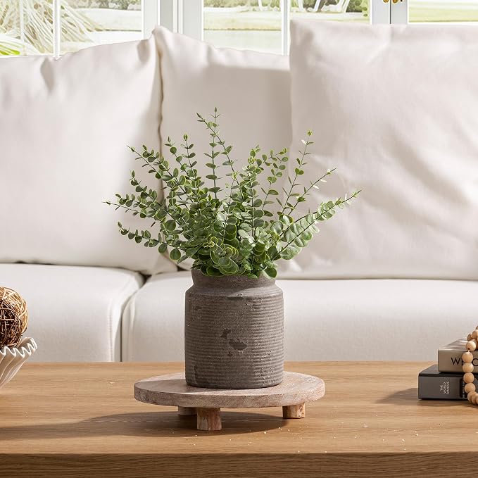 Ceramic Flower Vase 6.5 inch Farmhouse Rustic Vase for Home Decor Handcrafted Pottery Vase Small Terracotta Vases for Dining Table Fireplace Living Room Bathroom Wedding Centerpiece (S-Dark Gray)