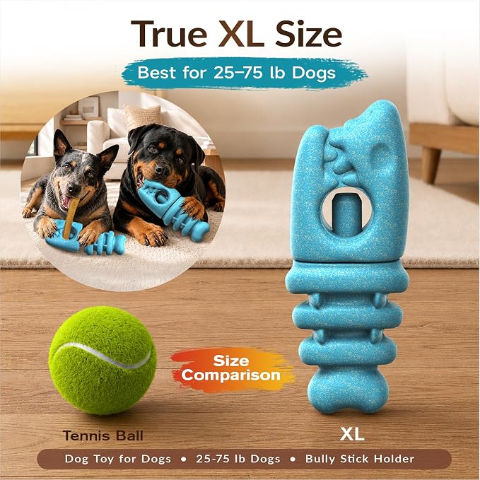 KADTC 2-in-1, Dog Bully Stick Holder, Tough Chew Toy for Aggressive Chewers