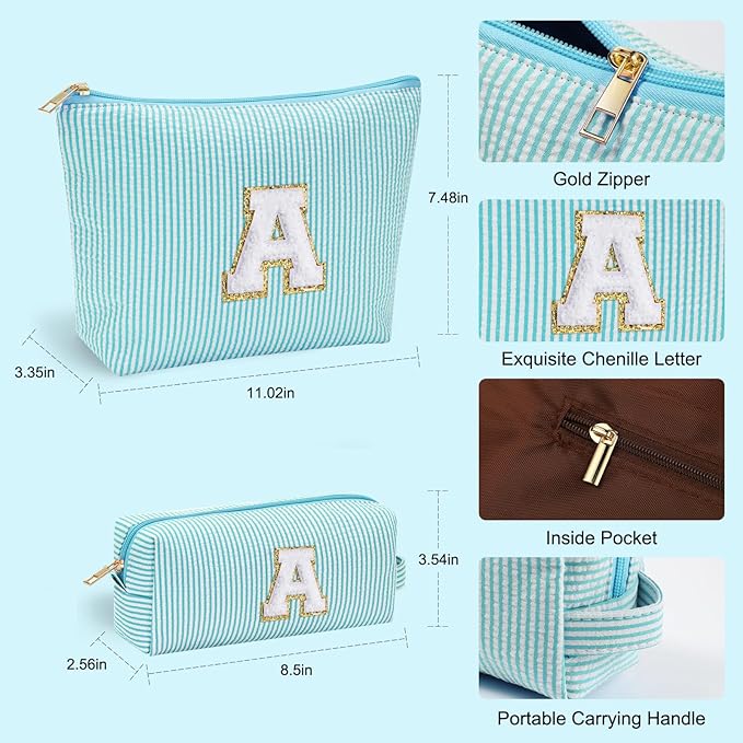 YOOLIFE Travel Makeup Bag for Girls, Initial Makeup Bag | Small Makeup Bag | Teen Girl Gifts for Teenage Girls | Birthday Gifts for Girls | Travel Gifts for Girls | Travel Makeup Bag Organizer - D