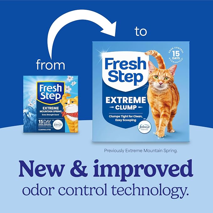 Fresh Step Extreme Clump Multi Cat Clumping Cat Litter, 14 lb. | Forms Tight Clumps, Easy To Scoop, Scented, Ammonia Block Technology, Low Dust, Compatible with Most Auto Litter Boxes