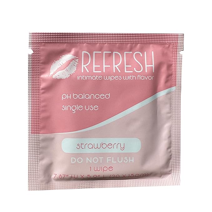 Flavored Feminine Wipes for Women - 20 Count -, Individually Wrapped - pH Balanced Flavored Intimate Wipes - (Strawberry)