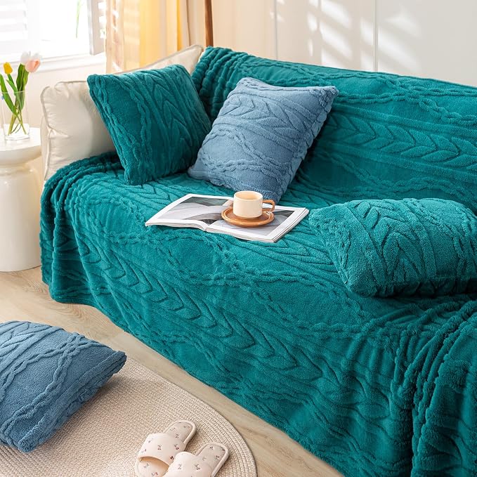 YUSOKI Sherpa Fleece Large Throw Blanket, Teal, 50"x65" | 3D Stylish Design,320GSM, Non-Shedding, Lightweight for All Season Use, stays fluffy after repeated washes, Perfect Gifts