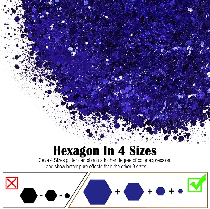 Ceya Chunky Glitter, 4.9oz/ 140g Magnetic Blue Craft Glitter Powder Mixed Fine Flakes Iridescent Nail Sequins for Nail Art, Hair, Epoxy Resin, Tumblers, Slime, Painting, Festival Decor