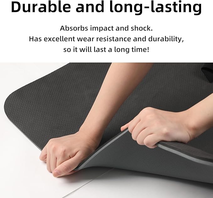 PAIDU Yoga Mat Non Slip Anti-tear,extra thick-2/5 inch（10MM）High Resiliency Professional POE Yoga Mats for Women Men Kids,72"x24"inch,Workout, Yoga, Pilates and Floor Exercise, with Carrier Strap