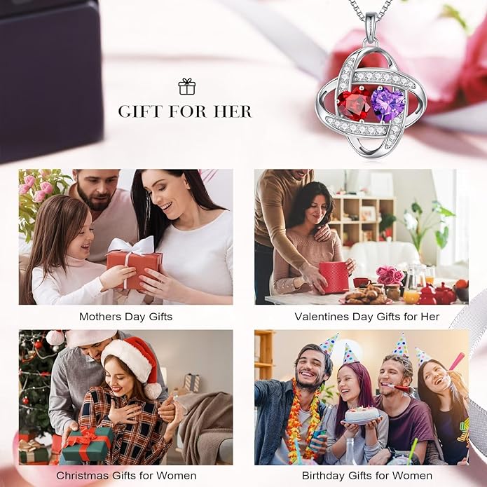 Iefil Valentines Day Gifts for Her - 925 Sterling Silver Love Knot Necklace, Anniversary Birthday Jewelry Gifts for Wife Girlfriend Mom