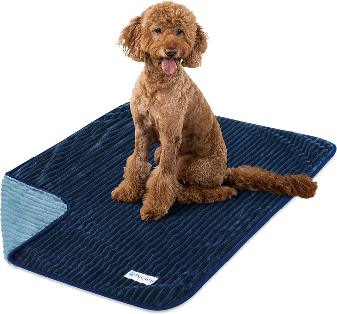 PetAmi Waterproof Dog Blanket, Leakproof Pet Blanket for Small Medium Large Cats, Soft Plush Reversible Sofa Couch Cover Protector, Washable Puppy Throw for Bed Crate, 60x80 in, Navy Blue