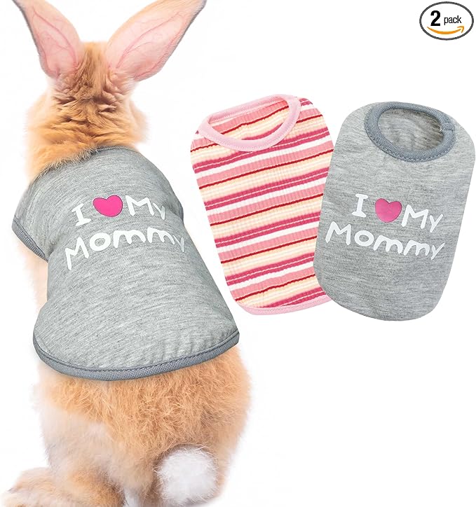 Guinea Pig Clothes (2-Pack), Striped Small Animal Vest T-Shirt | Soft Breathable Small Pet Apparel & Costume for Rat, Guinea Pig, Rabbit, Chinchilla, Ferret, Kitten