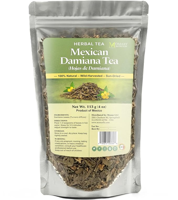 Mexican Damiana Tea – Hojas de Damiana (Turnera diffusa) – 100% Natural Herbal Tea | Wild-Harvested, Sun-Dried Premium Leaves and Stems | Authentic Mexican Herbal Blend | Relaxation & Wellness Support | Net Wt. 113 g (4 oz)