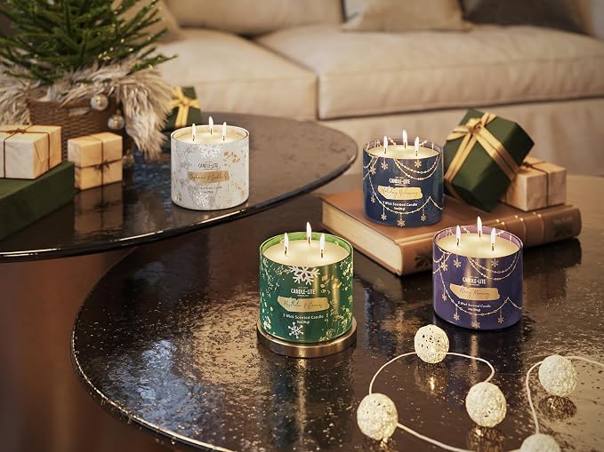 Candle-Lite Scented Candles, Flurries & Flannels Fragrance, 14 oz Three-Wick Aromatherapy Jar Candle, Perfect for Gifting and Celebration (Pack of 2)