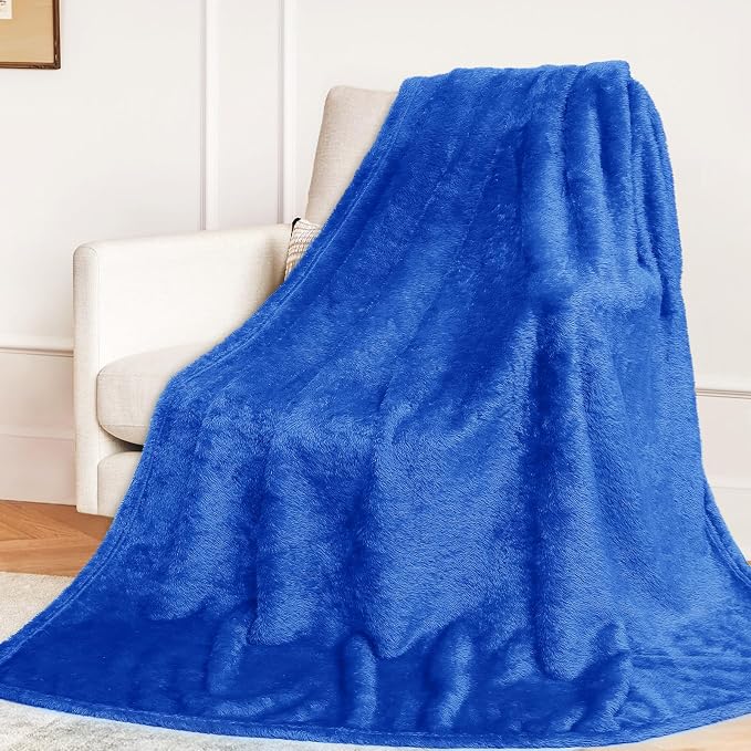 MUGD Royal Blue Throw Blanket for Couch - Soft Fleece Fuzzy Blue Blankets Women Girls Warm Blanket for Bed