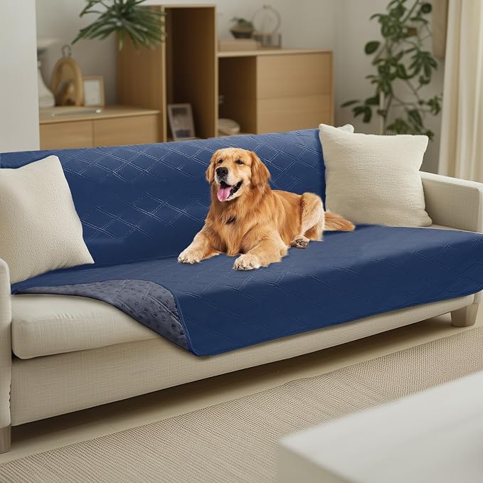 Luciphia Waterproof Couch Cover for Dogs, Non-Slip Pet Sofa Protector | Non-slip waterproof couch cover scratch-resistant machine washable protects sofa bed from spills fur, Navy Blue, 52" x 82"