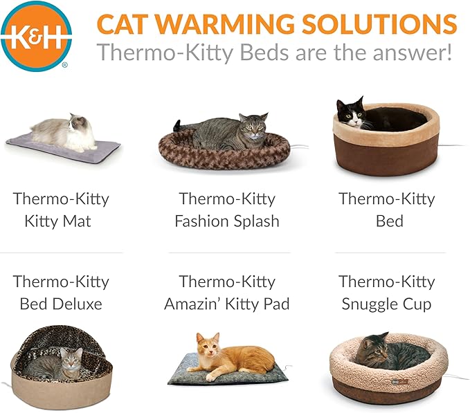 K&H Cat Bed, Self-Warming Pet Pad, Reversible Gray/Black