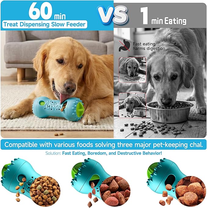 PETSTA 2 Pack Dog Puzzle Toys, Adjustable Treat Dispensing Slow Feeder Toy, Interactive Dog Enrichment Toy for Brain Stimulation and Boredom Relief