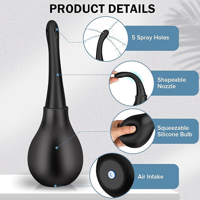 Anal Douche Enema Kit Anti Backflow Enema Bulb with Lube for Men & Women