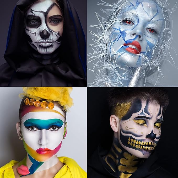 UCANBE Face & Body Paint, Water Activated SFX Makeup Palette - Extra Large White & Black Pan, Professional 18 Color Safe Non Toxic Art Painting Kit for Halloween, Cosplay, Parties, Theater & Stage
