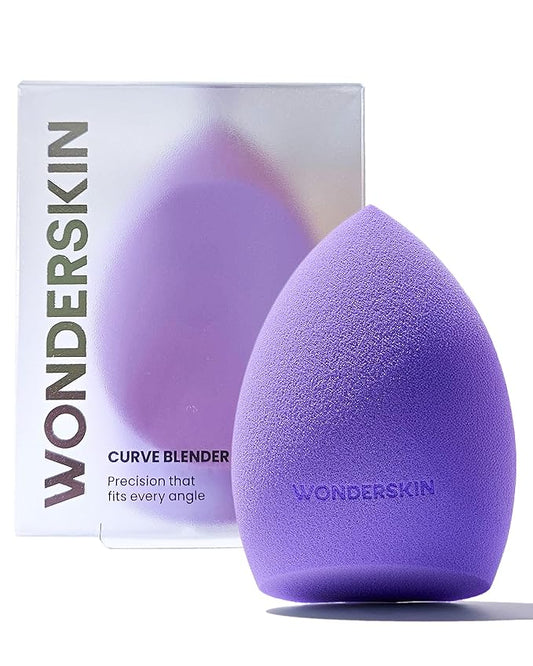 Wonderskin Curve Blender - Patent-Pending Makeup Sponge with Ergonomic Design for Seamless Blending & Contouring – For Foundation, Creams & Powders