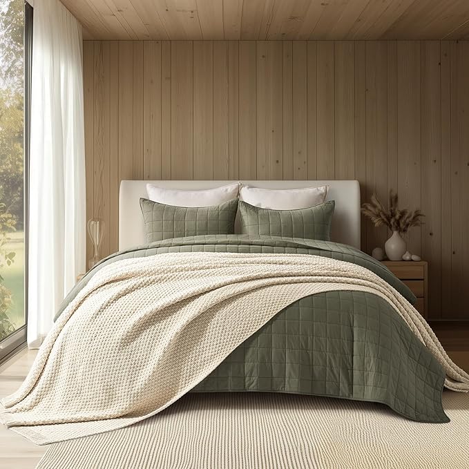 EVERGRACEHOME Chunky Chenille Knit Throw Blanket, 108x92, Beige | Sculpted Moss Stitch, Chic Modern Farmhouse, All-Season Warmth, OEKO-TEX® Certified, Oversized King for Couch, Bed, Sofa