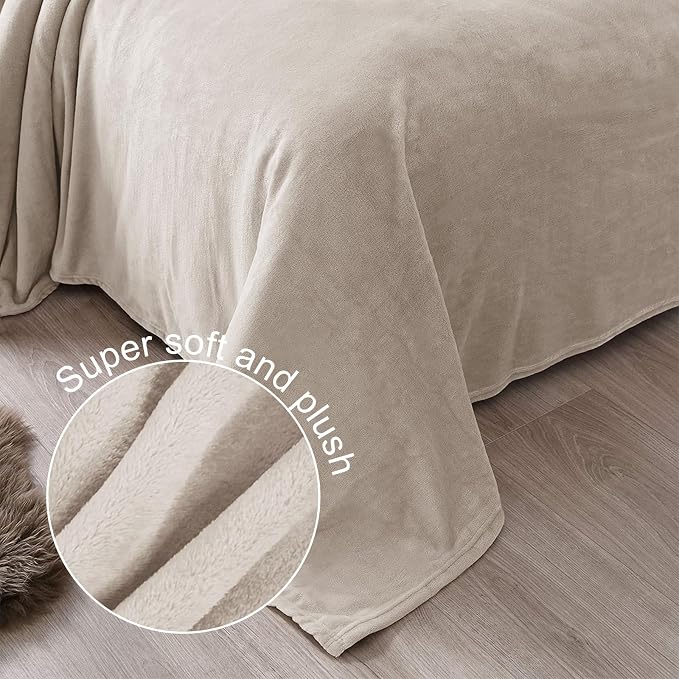 Exclusivo Mezcla Soft Fleece Blanket King Size for Bed, Camel | 104x90 Inches, Double-Sided Brushed Flannel, Lightweight Plush Cozy Blanket for Home Decor, All Season, Machine Washable