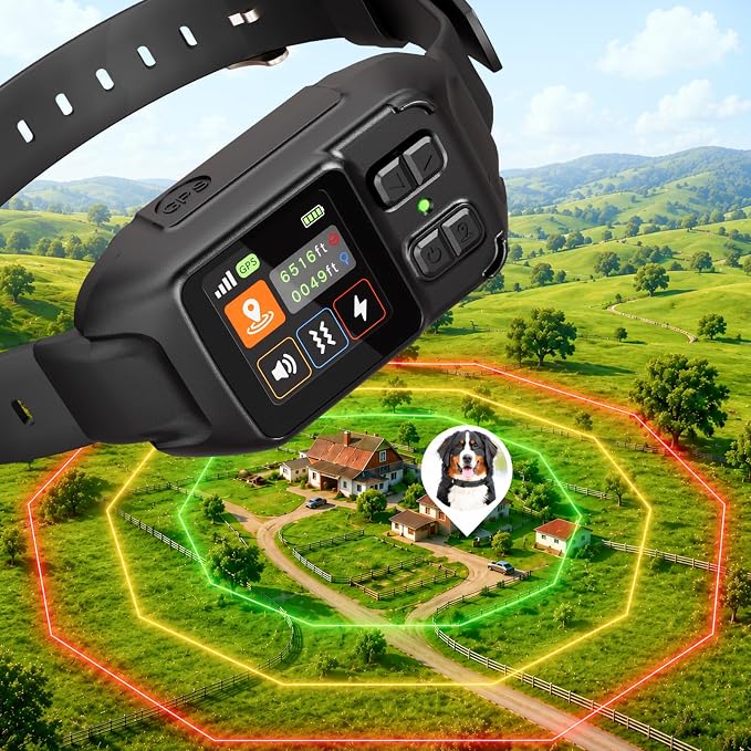 GPS Wireless Dog Fence System, Circular & Custom Boundary, No Subscription