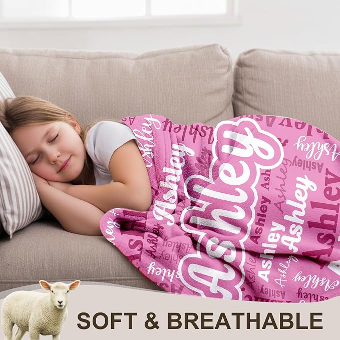 Yofair Ships Next Day, Personalized Blanket Gifts for Teen Girls Custom Blankets with Name Flannel Throw Girls Blanket Customized Gifts for Kids Adult
